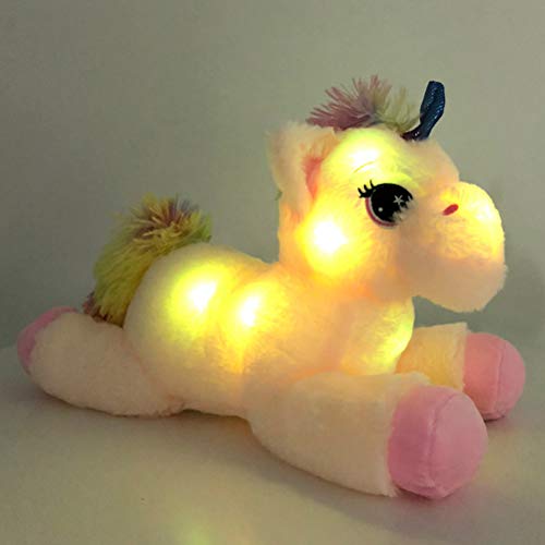 Sklepee Juguete de Unicornio Luminoso, muñecos Lindos de 40 cm, Adorno de Unicornio LED, muñecos de Peluche de Dibujos Animados Kawaii, Regalos para IR a Dormir para niños, niños y Adultos