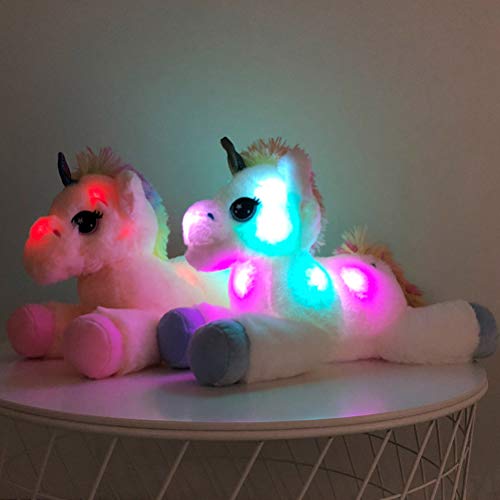 Sklepee Juguete de Unicornio Luminoso, muñecos Lindos de 40 cm, Adorno de Unicornio LED, muñecos de Peluche de Dibujos Animados Kawaii, Regalos para IR a Dormir para niños, niños y Adultos