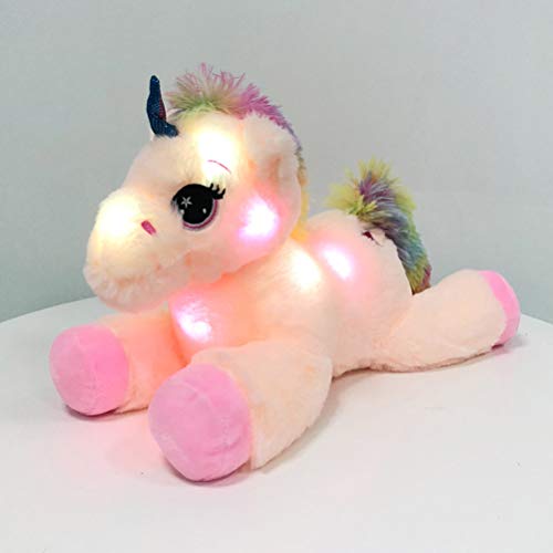 Sklepee Juguete de Unicornio Luminoso, muñecos Lindos de 40 cm, Adorno de Unicornio LED, muñecos de Peluche de Dibujos Animados Kawaii, Regalos para IR a Dormir para niños, niños y Adultos