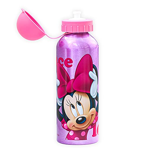 SKYLINE Cantimplora Infantil 500 ML, Minnie Mouse, Botella Aluminio para Niñas, Con Tapa Hermética, Sin BPA, Para Llevar a la Escuela, Parque, Deportes etc