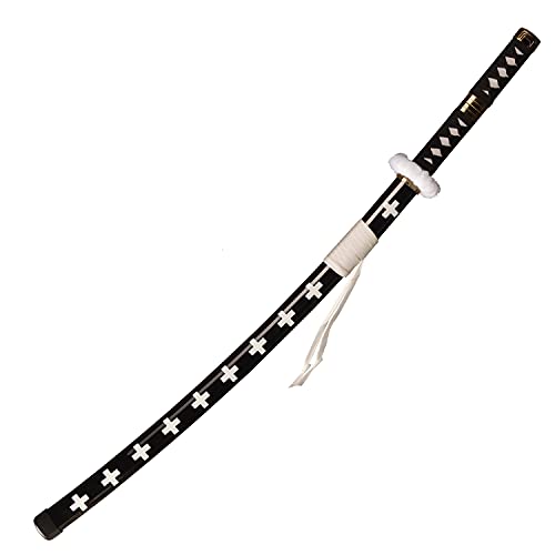 Skyward Blade Espada de madera Roronoa Zoro Katana, Anime Original Textura japonesa Samurai Spada, Trafalgar Law Katana Black White para colección Cosplay 40 pulgadas