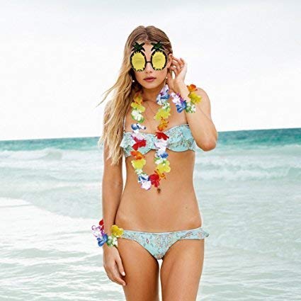 S&L Hawaiian Disfraces Mujeres Collar Leis Garland Hawaii Flor Pinza de Pelo y Gafas de Sol de piña Decoraciones del Partido, 8 Piezas