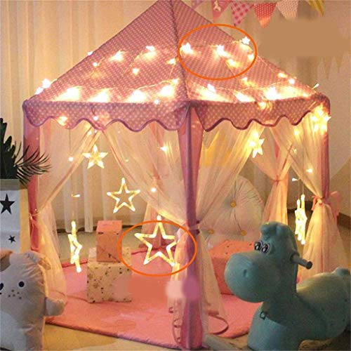 SLM-max Casa Tienda para niños, Juego de decoración de Interiores de Mosquitos (Juego de Luces LED de Castillo Hexagonal con diseño de Estrella) (Color: Azul, Talla: B)