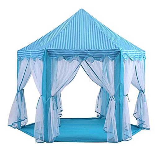 SLM-max Casa Tienda para niños, Juego de decoración de Interiores de Mosquitos (Juego de Luces LED de Castillo Hexagonal con diseño de Estrella) (Color: Azul, Talla: B)