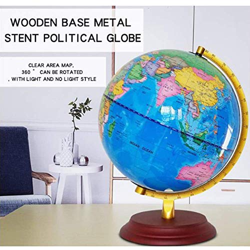 SLRMKK Globe Mini English Glowing Globe Mapa del Mundo 25CM Estudiantes de Secundaria Enseñanza Especial Lámpara de Mesa LED Decoración Decoración Aula Juguetes educativos