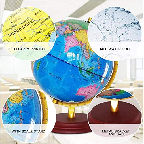 SLRMKK Globe Mini English Glowing Globe Mapa del Mundo 25CM Estudiantes de Secundaria Enseñanza Especial Lámpara de Mesa LED Decoración Decoración Aula Juguetes educativos