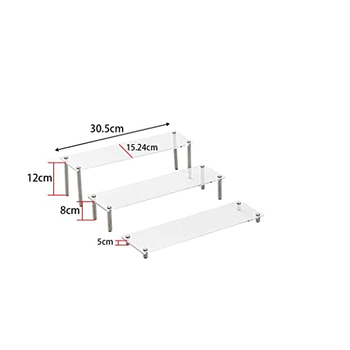 SM SunniMix Soporte de Exhibición de Modelo Transparente Base de Exhibición Organizador de Soporte Estante de Exhibición Escalera de 3 Piezas Estante Trapezoidal