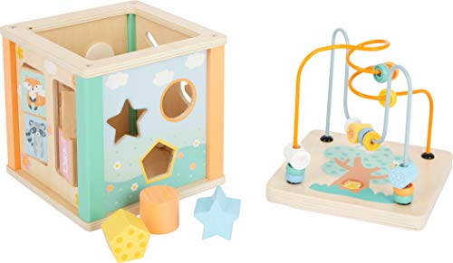 Small Foot Small foot-11724 Cubo de motricidad,, Juego de Encajar de maderaen Colores Pastel de Moda, a Partir de 12 Meses. Toys (11724)