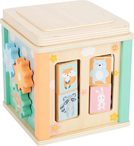 Small Foot Small foot-11724 Cubo de motricidad,, Juego de Encajar de maderaen Colores Pastel de Moda, a Partir de 12 Meses. Toys (11724)