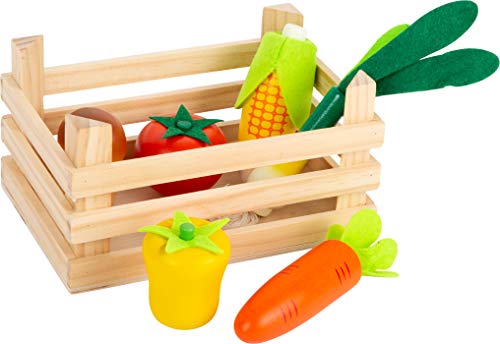 Small Foot Small foot-11754 Caja de Verduras,, Madera, Accesorios Cocina Infantil, Juguetes de Juego de rol para niños de 3 años. Toys (11754)