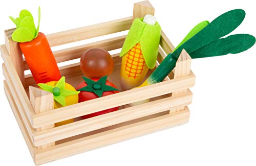 Small Foot Small foot-11754 Caja de Verduras,, Madera, Accesorios Cocina Infantil, Juguetes de Juego de rol para niños de 3 años. Toys (11754)