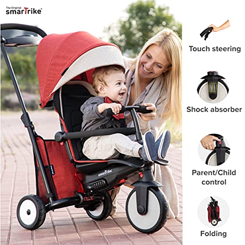 SmarTrike STR5 - Triciclo Plegable para niños con Certificado de Cochecito para 1,2,3 años – Triciclo de Varias etapas 7 en 1 (Rojo)