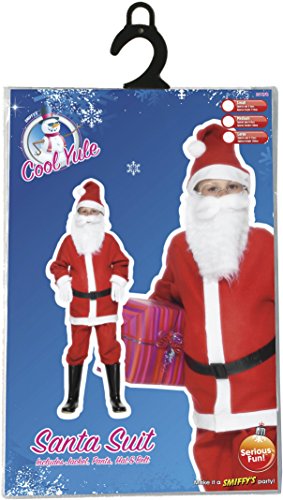 Smiffy'S 21478S Disfraz Infantil De Papá Noel Con Chaqueta, Pantalón, Gorro Y Cinturón, Rojo, S - Edad 4-6 Años