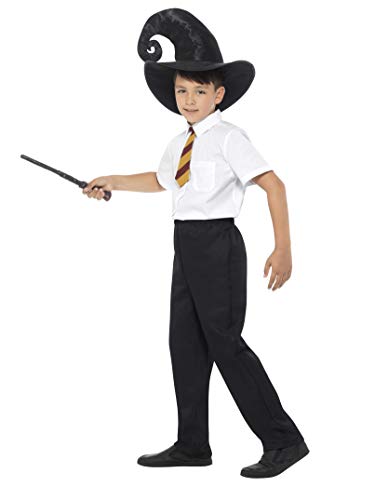 Smiffys-45606 Harry Potter Kit de Mago, con Corbata, Sombrero y Varita, Color Negro, Tamaño único (Smiffy'S 45606)