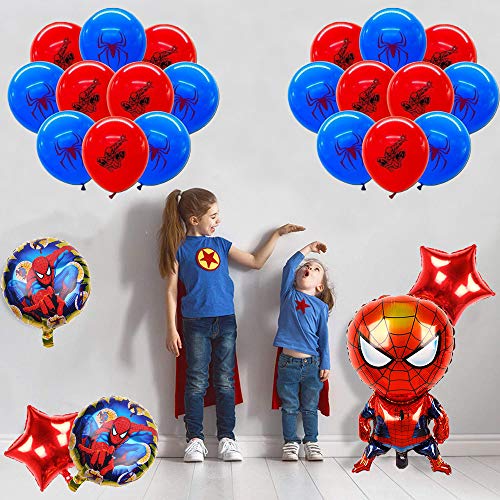 smileh Decoracion Cumpleaños Spiderman Globos 25PCS Spider Man Cumpleaños Aluminio Globos para Niños Decoraciones de Fiesta