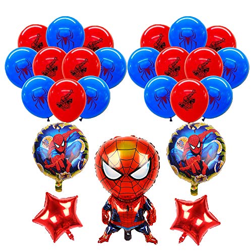 smileh Decoracion Cumpleaños Spiderman Globos 25PCS Spider Man Cumpleaños Aluminio Globos para Niños Decoraciones de Fiesta