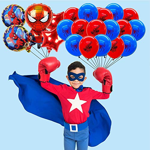 smileh Decoracion Cumpleaños Spiderman Globos 25PCS Spider Man Cumpleaños Aluminio Globos para Niños Decoraciones de Fiesta