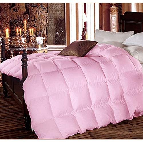 Soft Goose Feather Down Duvet Quilted Fluffy Quilt Duvet Insert Stand Alone Breathable All Season Box Stitched-Grey 180x220cm(71x87inch) Single Double King (Pink 150x200cm(59x79inch))