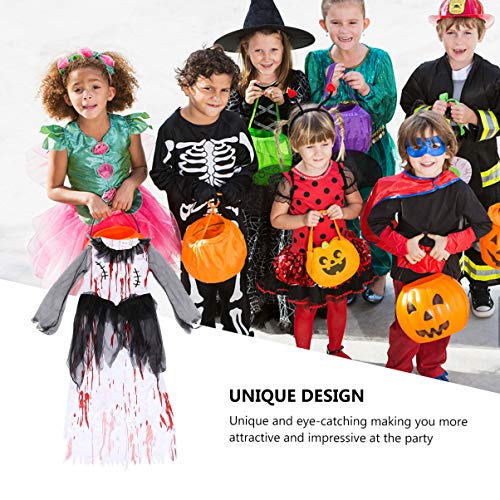 SOIMISS 2 Piezas Niños Zombie Vestido de Novia con Velo Negro Niñas Disfraz Sangriento de Halloween Vampiro Cosplay Vestido de Fiesta de Halloween para Niños Pequeños