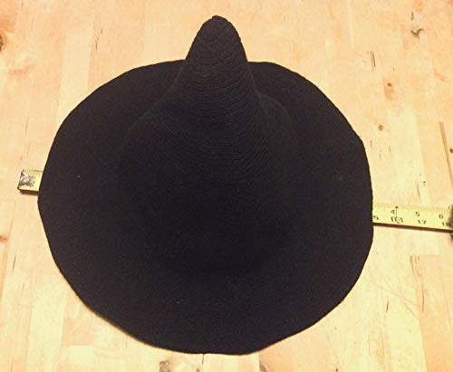 Sombrero Mujer Halloween Sombrero Bruja Grande de Lana Gorro de Punta Plegable Disfraz para Fiesta Cosplay Carnaval Gris Oscuro