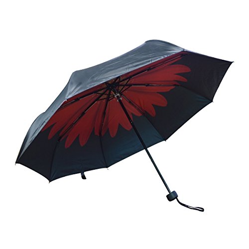 Sombrilla, millya Cielo Azul Gotas De Lluvia Anti-UV Plegable Paraguas Compacto de Viaje, rojo oscuro (Rojo) - ys1024-02