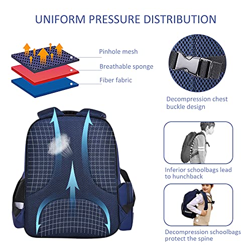 SONARIN Mochila Infantil,Mochila Escolar Ligera Mochila de Escuela Primaria Nailon Impermeable para Niños Niñas,Gran Capacidad Multicapa Estudiantes Bolso Niños Niñas Bolsa Mochila(Azul)