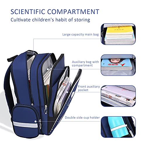 SONARIN Mochila Infantil,Mochila Escolar Ligera Mochila de Escuela Primaria Nailon Impermeable para Niños Niñas,Gran Capacidad Multicapa Estudiantes Bolso Niños Niñas Bolsa Mochila(Azul)