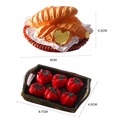 Sonoaud Casa De Muñecas Comida En Miniatura Pan Francés Tomate Bandeja Modelo Juguetes Accesorio De Cocina, Simulación De Muebles Decoración Regalo para Niños Pequeños Mayores De 3 Años A