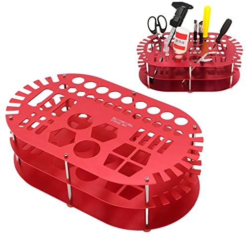 Soporte del Organizador del Destornillador, Soporte Flexible del Organizador de Escritorio de 42 Ranuras para el Hardware(R783R Rojo)