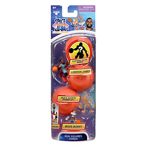 Space Jam 2: Un Nuevo Legado Oficial Coleccionable 4 Pack 2 Pulgadas Mini Figuras de acción con Lebron James, Goon Squads Bugs Bunny, Power Up Wile E. Coyote más un Misterio Raro Personaje Oculto