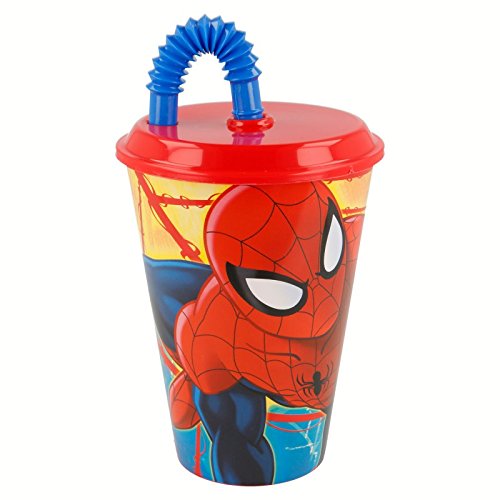 Spiderman Vaso con tapa y caña 430 ml (Stor 33430)