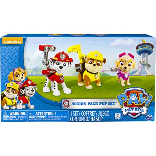 Spin Master Paw Patrol Action Pup 3pk Online Exclusive 1 (Marshall, Rubble, Skye) - Kits de Figuras de Juguete para niños (Rubble, Skye), 3 año(s),, Niño/niña, Animales, Patrulla Canina, China