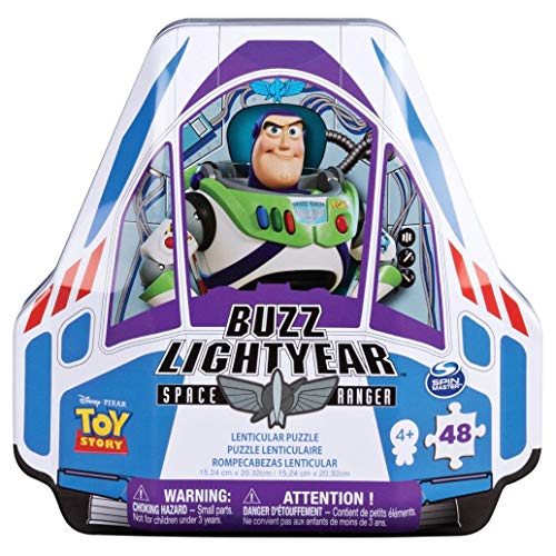 Spin Master - Toy Story Buzz Lightyear Lenticular Puzzle in a Shaped Tin Packaging (20108499) , color/modelo surtido