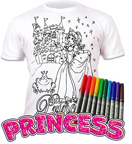 Splat Planet Camiseta de Princesa para Colorear con 10 bolígrafos mágicos Lavables no tóxicos - Camiseta para Colorear y Lavar (7-8 años)