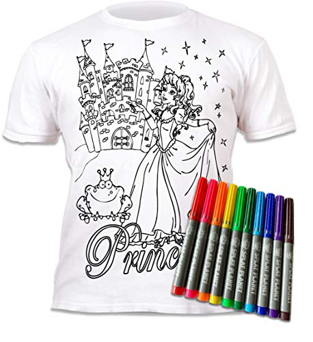 Splat Planet Camiseta de Princesa para Colorear con 10 bolígrafos mágicos Lavables no tóxicos - Camiseta para Colorear y Lavar (7-8 años)