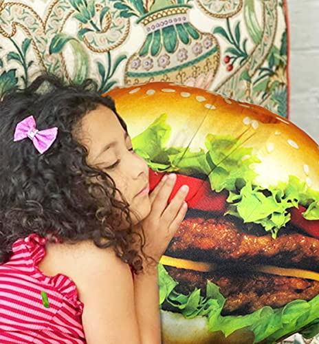 Splat Planet Hamburguesa hamburguesa almohada cojín grande gigante realista peluche juguete divertido dormitorio niños sala de juegos