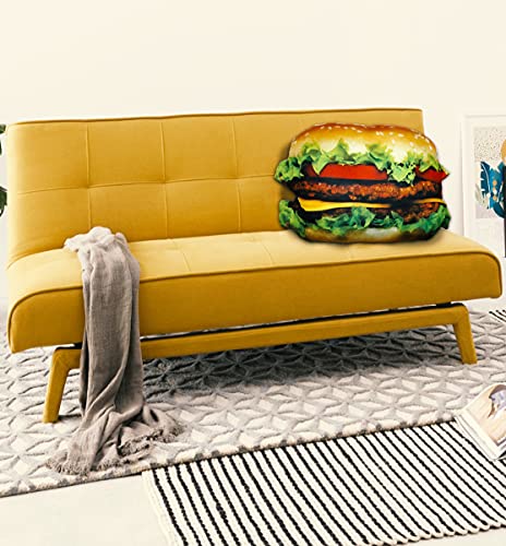 Splat Planet Hamburguesa hamburguesa almohada cojín grande gigante realista peluche juguete divertido dormitorio niños sala de juegos