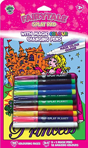 Splat Planet Libro de Cuentos de Hadas para Colorear con rotuladores mágicos Que cambian de Color, con 9 rotuladores + 1 lápiz mágico