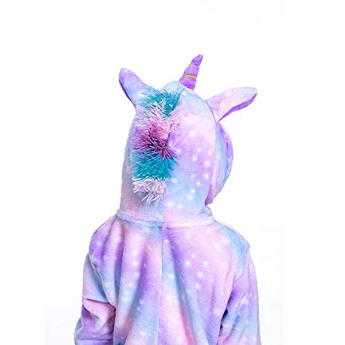 Spphin's Pijama de unicornio para carnaval, Halloween, mono, animal, cosplay, con capucha, para adultos, Star Unicornio-7 (niño), 130 cm