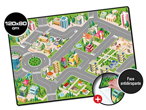 Starlux – Alfombra de Juegos pequeños Coches para niños – Circuito de Ciudad – 120 x 80 cm – Gama City – 801129