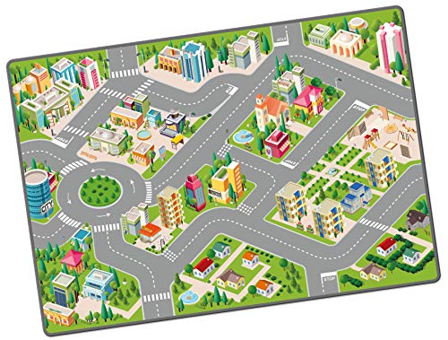 Starlux – Alfombra de Juegos pequeños Coches para niños – Circuito de Ciudad – 120 x 80 cm – Gama City – 801129