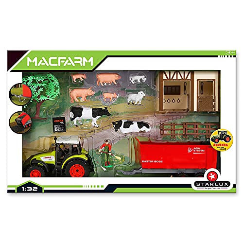 STARLUX Caja Ferma Completa con Tractor Claas Celtis 446, Animales, Cuerpo de Granja y Accesorios - Escala 1/32 - Gama Firme - A Partir de 3 años - 802021