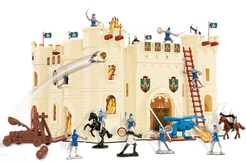 STARLUX – Castillo Fuerte: la Forteresse de Las Sables – con Caballeros, Soldados, dragón y Accesorios – a Partir de 3 años – Fabricado en Europa – 404004, Beige