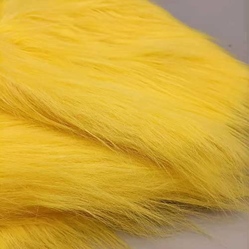 Stasy Pila Larga Tela De Piel Sintética 170x50cm,Peluche Peludo para Bricolaje Barba De Navidad Halloween Cosplay Traje De Invierno Muñecos De Peluche Barba Pelo(Color:24 Yellow)