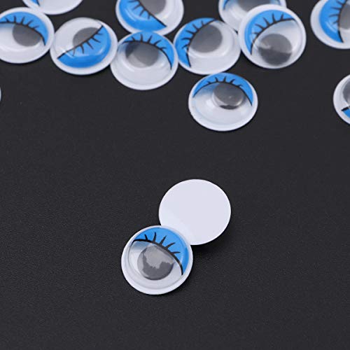 STOBOK 100Unids Ojos móviles saltones Redondos Adhesivos para DIY Manualidades Scrapbooking Accesorios de los Juguetes 8mm (Azul)