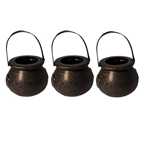 STOBOK 3 Piezas de Caldero de Bruja Mini Caldero de Brujas Caldero Candy Holder Olla Truco O Trato Cubo de Halloween Novedad Candy Caldero Teteras Cubos con Mango