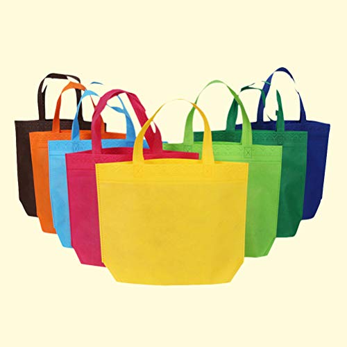 STOBOK Bolsos no Tejidos 12pcs Bolsos Reutilizables Que Llevan Las Bolsas de Asas del ultramarinos de Las Compras para los favores del Partido Regalo con ayudas Inferiores (Colores Variados)