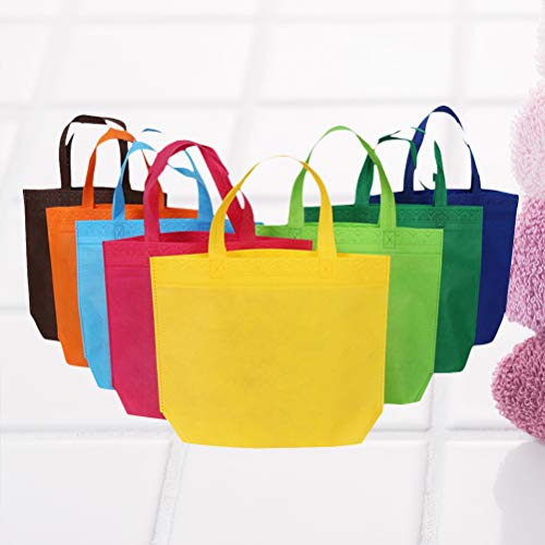 STOBOK Bolsos no Tejidos 12pcs Bolsos Reutilizables Que Llevan Las Bolsas de Asas del ultramarinos de Las Compras para los favores del Partido Regalo con ayudas Inferiores (Colores Variados)