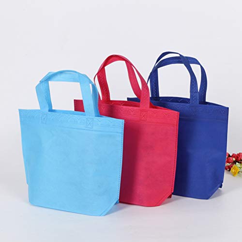 STOBOK Bolsos no Tejidos 12pcs Bolsos Reutilizables Que Llevan Las Bolsas de Asas del ultramarinos de Las Compras para los favores del Partido Regalo con ayudas Inferiores (Colores Variados)