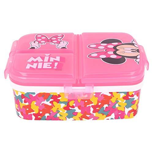 Stor Minnie Mouse | Sandwichera con 4 Compartimentos - Tupper Infantil - Fiambrera Decorada para Niños